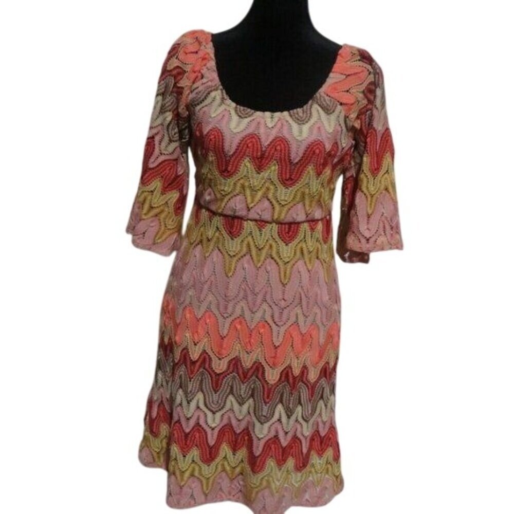 Judith March Bohemian Brown Orange Cream Patterned Dress Size Small